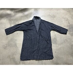 Eileen Fisher Indigo Hemp/Organic Cotton Kimono Oversized Jacket Large